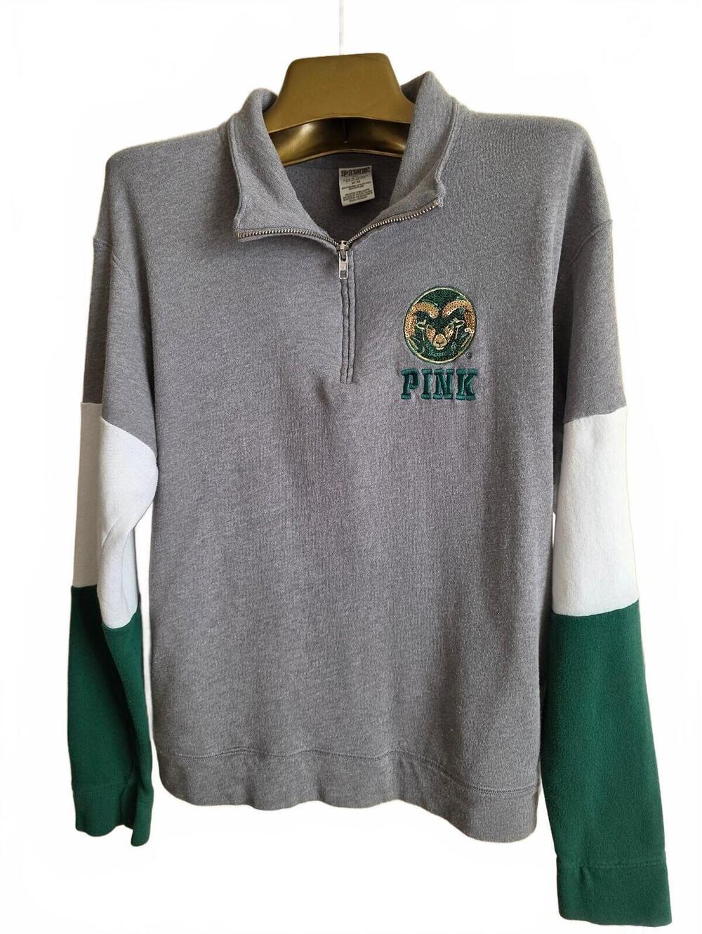 Pink by Victoria's Secret Half-Zip Colorado State University Rams Size Medium